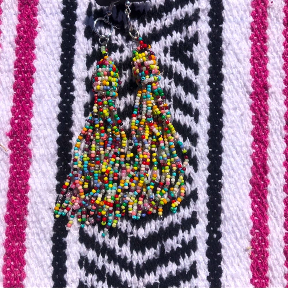 rainbow beaded earrings